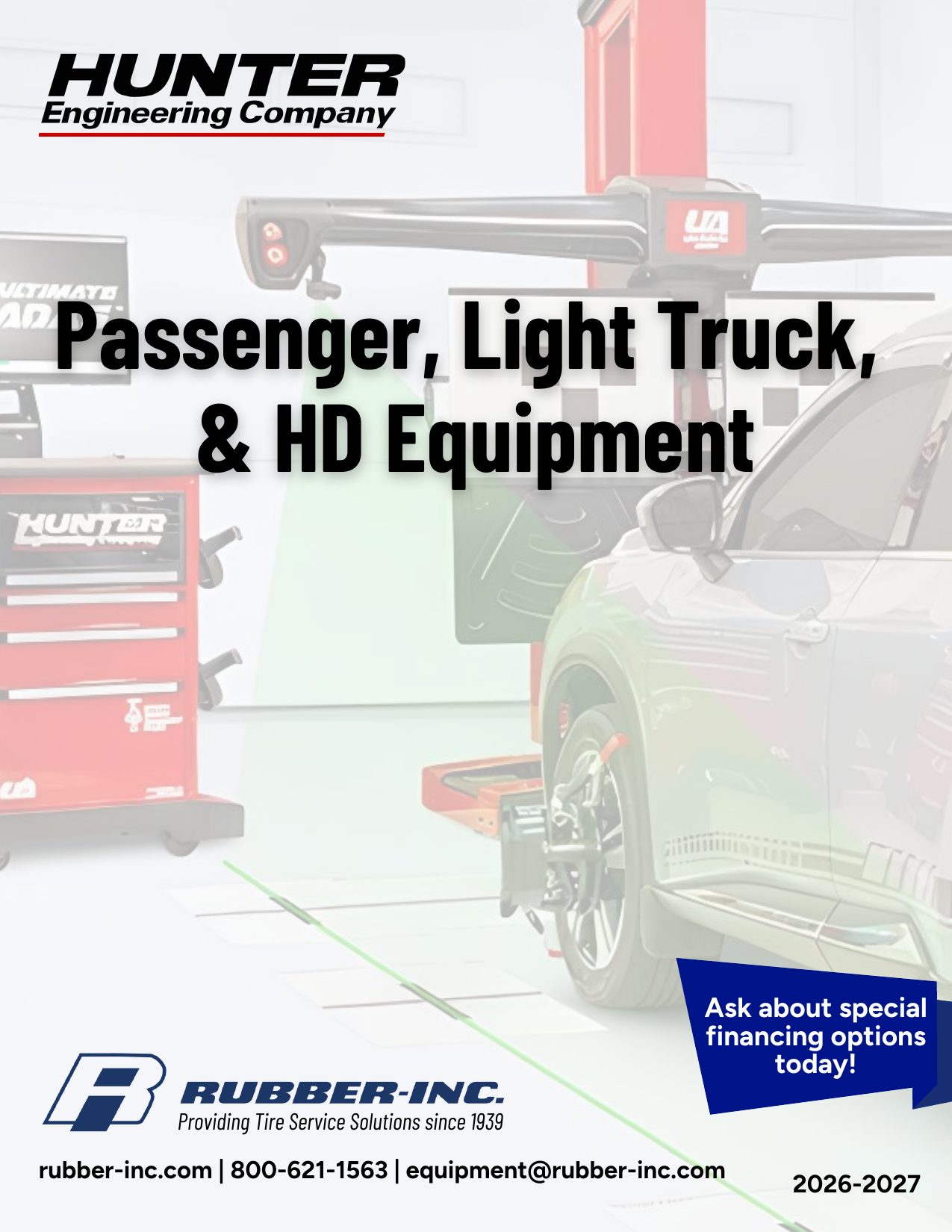 Hunter Engineering passenger, light truck and HD equipment catalog cover from Rubber-Inc