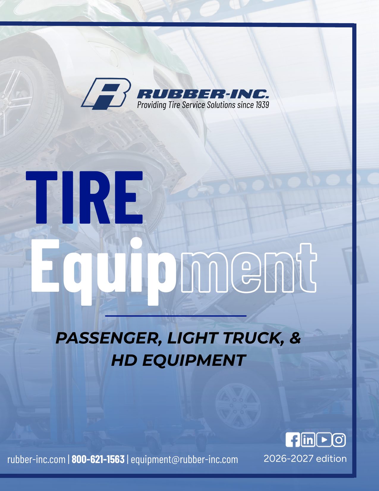 Rubber-Inc Tire Equipment Catalog 2026-2027 cover - passenger, light truck and HD tire equipment