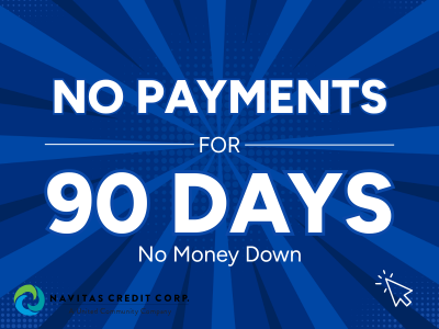 No Payment for 90 Days and No Money Down. Get the details on this financing offer available now through Navitas and Rubber Inc.