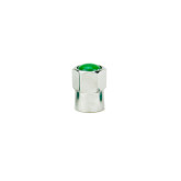 Xtra Seal 17-493NP Chrome Plastic Hex Valve Cap with Green Top (100/Box)